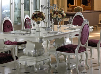 8 Chairs Set Dining room Designer Wood Chair Suite Antique Style Baroque Rococo